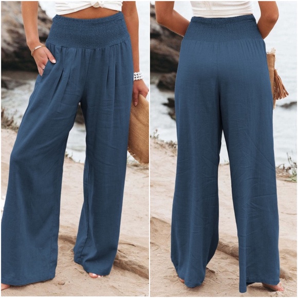 BellanBlue Pants - 033 High Waisted Smocked Wide leg Lounge Pants